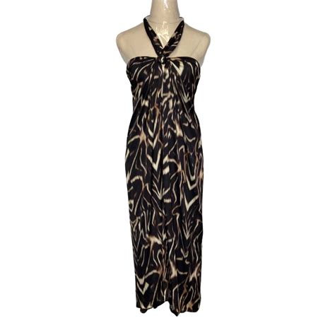 Witchery Womens Size 12 Maxi Sleeveless Dress Beige Brown Bnwt Rrp