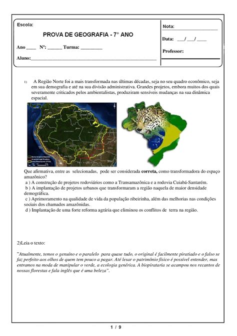 230 ATIVIDADES DE GEOGRAFIA 7 ANO EXERCÍCIOS PROVAS AVALIAÇÕES