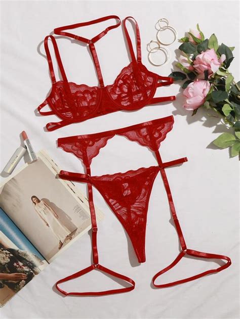 Floral Lace Underwire Garter Lingerie Set Choker For Sale Australia New Collection Online