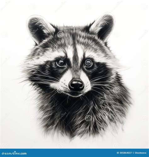 Realistic Black Raccoon Portrait Tattoo Drawing on White Background ...