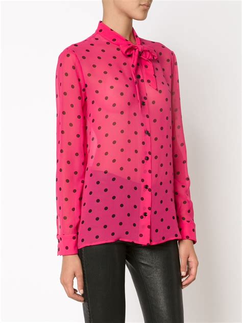 Lyst Saint Laurent Polka Dot Print Shirt In Pink