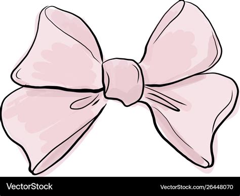 Pink Cute Bow Vintage Hand Drawn Royalty Free Vector Image