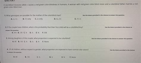Solved QUES A Sex Linked Recessive Allele C Causes A Chegg