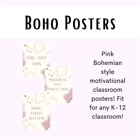 Pink Boho Classroom Decor Posters Etsy