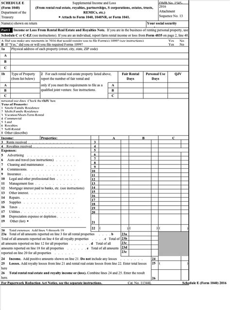 Solved Complete The Schedule E Form 1040 For The Follow 1040 Form Printable