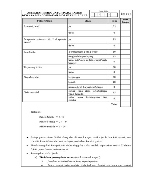 132form Resiko Jatuh Morse Fall Scale Pdf