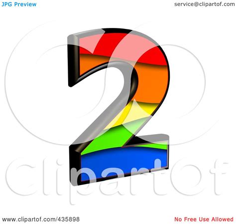 Royalty Free Rf Clipart Illustration Of A 3d Rainbow Symbol Number 2