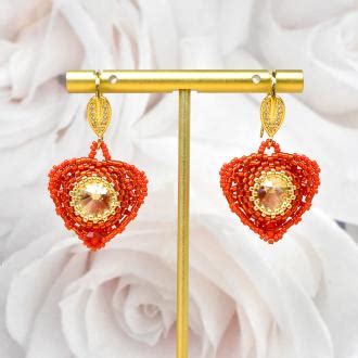 Valentine S Day Project Heart Beaded Diamond Earrings With Seed Beads