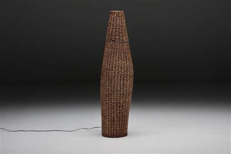 Wabi Sabi Woven Rattan Floor Lamp 1960s