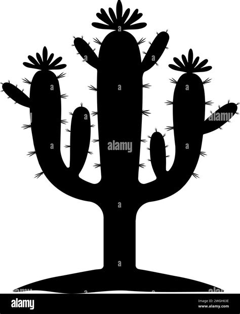 Cactus desert silhouette. Flat vector illustration Stock Vector Image ...