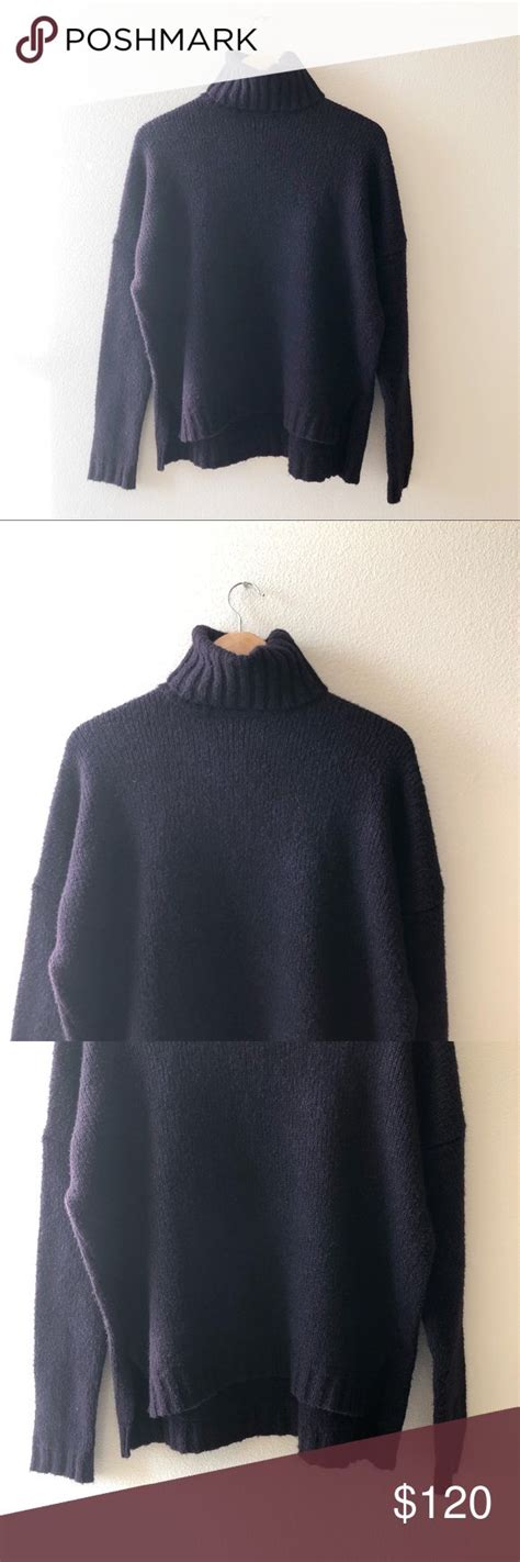 Vince Dark Purple Chunky Hi Low Turtleneck Small Knit Turtleneck