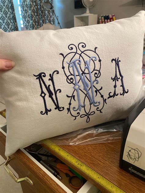 Custom Large Embroidered Monogram Pillow 16 By 12 Etsy