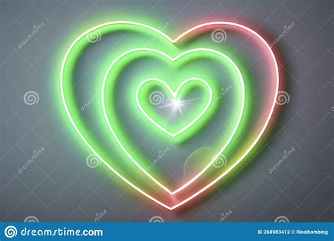 The Heart Shapes On Abstract Light Neon Glitter Background In Love