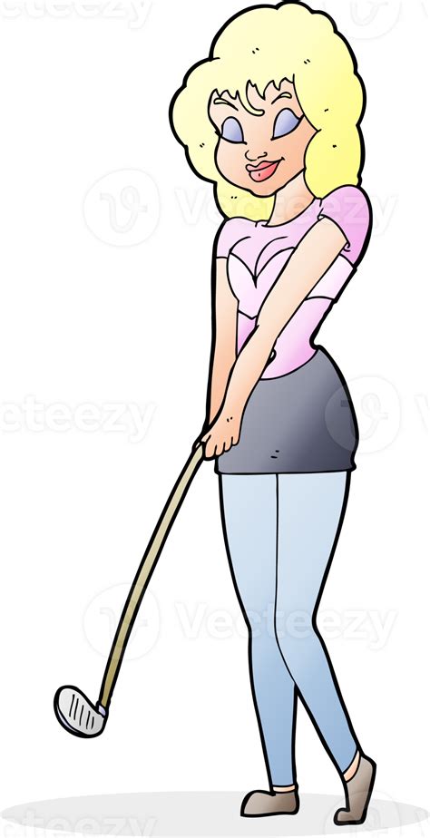 cartoon woman playing golf 42548358 PNG