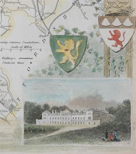 Map Bedfordshire Williamschmollinger Dunstable Priory Woburn Abbey