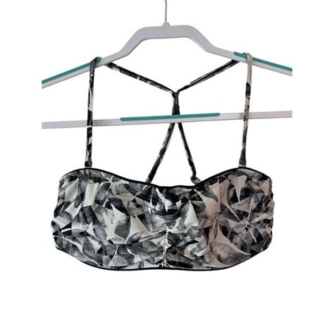 Athleta Swim Athleta Womens Size B C Bikini Top Black White Floral Boho Abstract Support