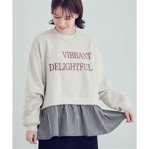 キューティーブロンド Cutie Blonde あったか裾レイヤード風裏起毛スウェット ライトグレー ファッション通販