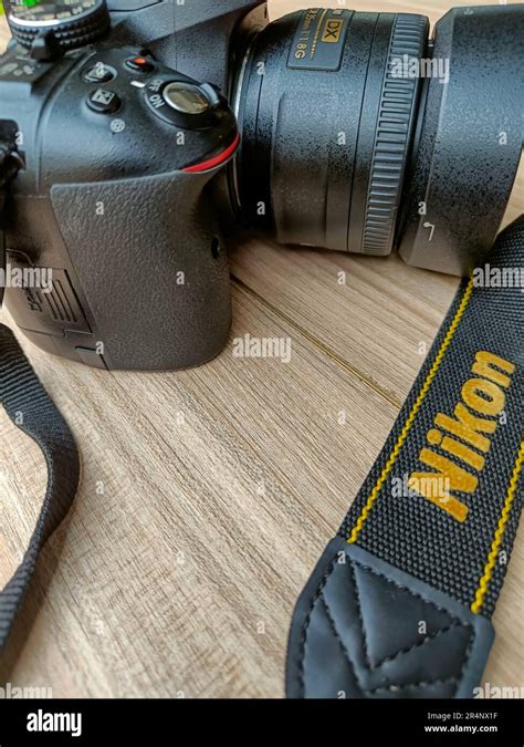 New Delhi, India, May 28 2028 - Nikon D5300 camera with 35mm f2.8 prime ...