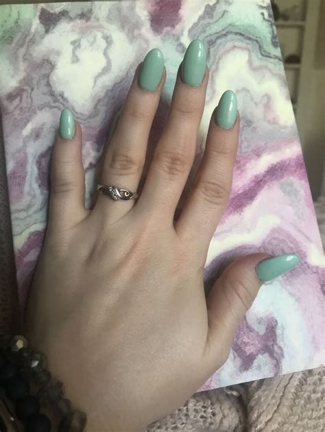 Seafoam Green Oval Acrylic Nails Oval Acrylic Nails Green Acrylic