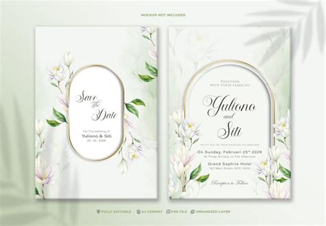 Premium Psd Psd Wedding Invitation Template With White Flower