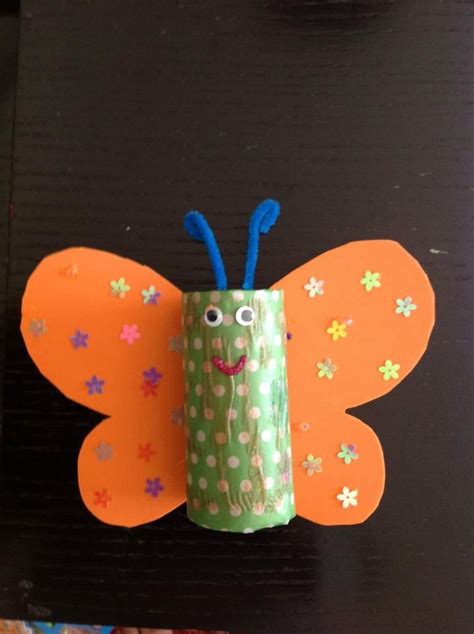 Butterfly From Empty Paper Towel Roll Butterfly Crafts Crafts