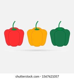 Set Three Peppers Yellow Red Green Stock Vector Royalty Free