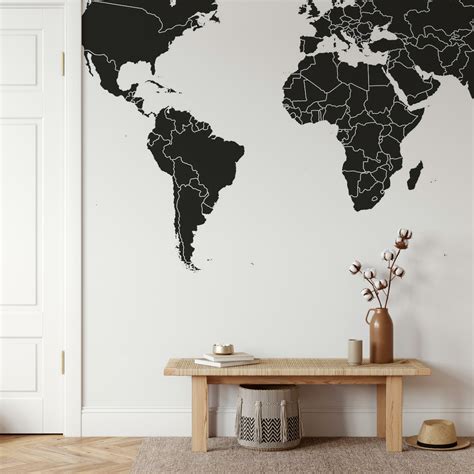 Minimalist World Map Wallpaper | Happywall