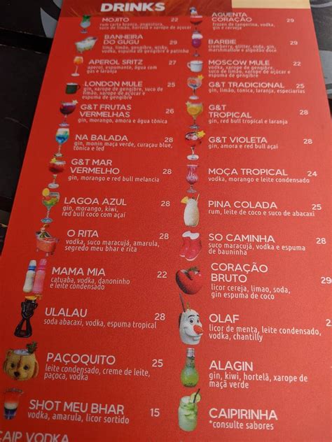 Menu Em Meu Bhar Mineir O Pub Bar Belo Horizonte