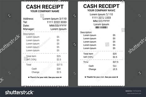 Cash Receipt Receipts Financialcheck Isolated Isolated Stock Vector ...