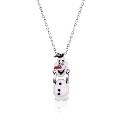 Frozen Collier Avec Pendentif Olaf Plaqu Or Blanc Shopforgeek