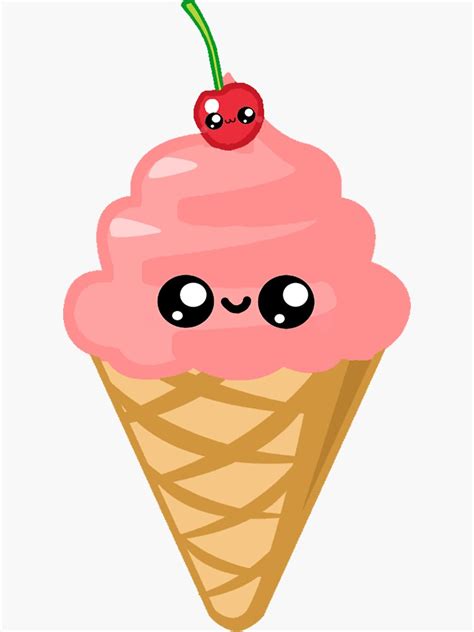 Kawaii Ice Cream Cone Sticker By SolarCrush Redbubble