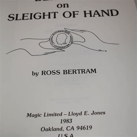 Ross Bertram On Sleight Of Hand 1983 Loyd Jones Magic Collectibles