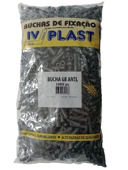 Bucha 08 C Aba Fixação Alvenaria Concreto Iv Plast 1000pç Bucha