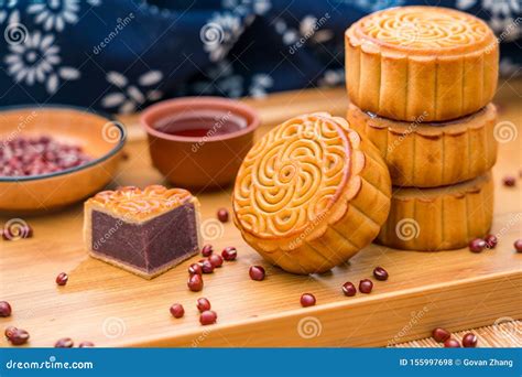 Chinese Mid-Autumn Festival Delicious Mooncakes on Trays Stock Photo ...