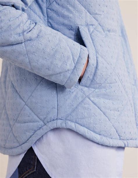 Broderie Quilted Cotton Jacket Chambray Boden Eu