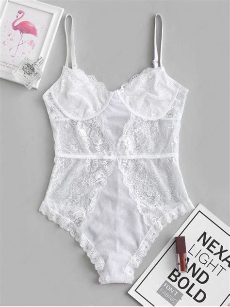 OFF Body Lingerie En Dentelle En Maille Floral Dans Blanc