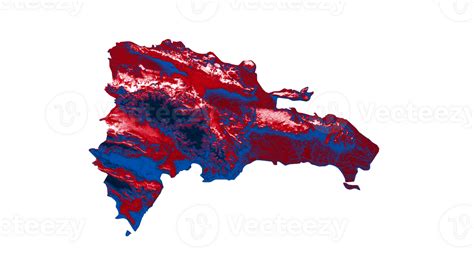 Dominican Republic Map With The Flag Colors Red And Yellow Shaded