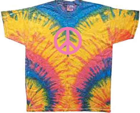 Pink Peace Sign Yoga Woodstock Tie Dye Adult Unisex T Shirt Tee Shirt