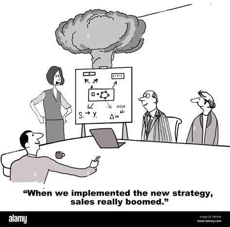 Business Cartoon About Sales Since The Team Changed To The New Stock