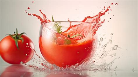 Premium Ai Image Tomato Vegetable In Juice Splash Flow Illustration