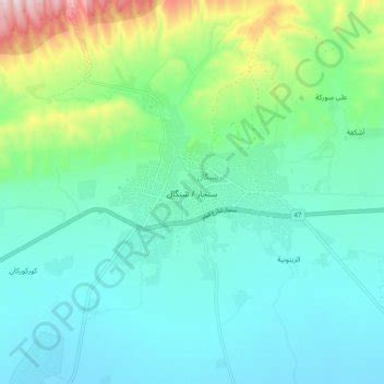 Sinjar topographic map, elevation, terrain