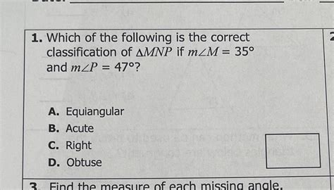 Solved 1 Which Of The Following Is The Correct Classification Of