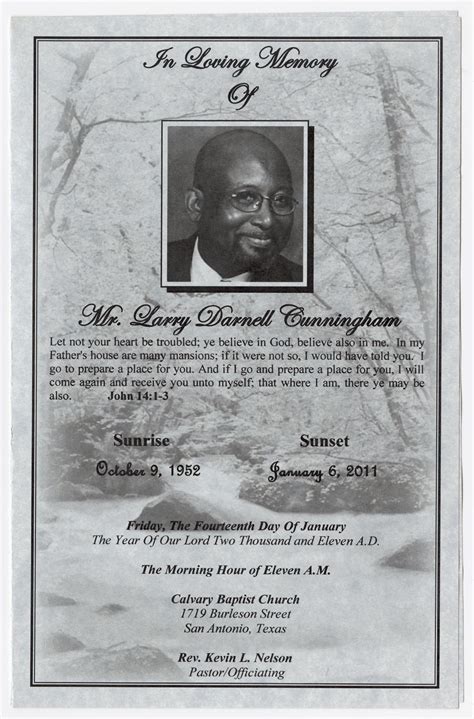 [Funeral Program for Larry Darnell Cunningham, January 14, 2011] - The