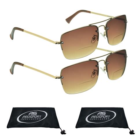 Prosport Aviator Bifocal Reading Sunglass Reader Gold Frame Gradient Brown Lens Men Women 2