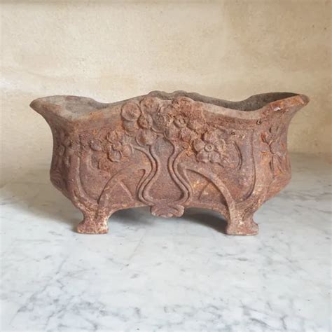 An Antique French Weathered Cast Iron Planter Jardiniere Circa