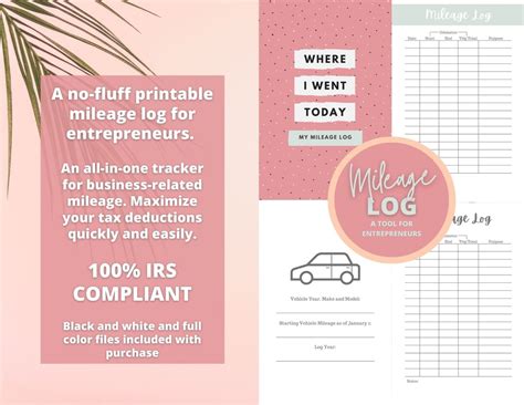 Printable Mileage Log 2023 Mileage Tracker Log for Business - Etsy