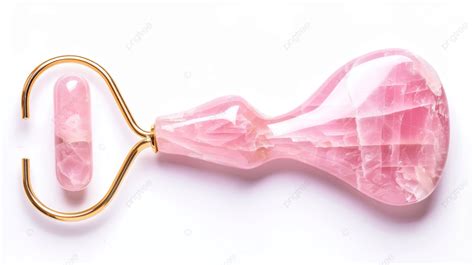 Rose Quartz Facial Roller And Massage Stone Gua Sha Isolated On White