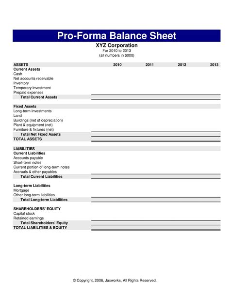 Free Printable Balance Sheet Templates [excel Word Pdf]