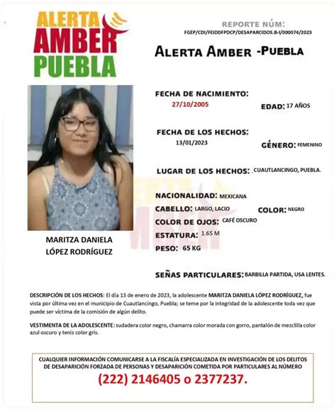 Activan Alerta Amber Por Maritza Daniela Desaparecida En Cuautlancingo