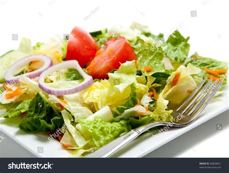 Tossed Salad Lettuce Tomato Cucumber Onion Stock Photo